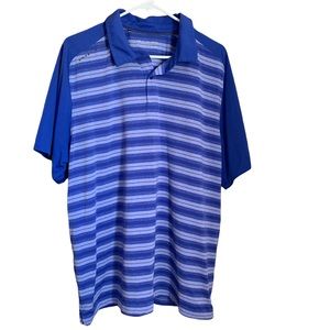 Mens Under Armour  Loose Fit Heat Gear Golf Polo, Blue Stripe, 2XL